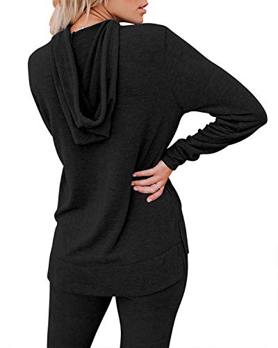 Wanliss Lounge Sets For Women Two Piece Outfits Sweatsuits Sets Long Pant Loungewear Workout Athletic Tracksuits With Pockets (Black, Small) #TOP4