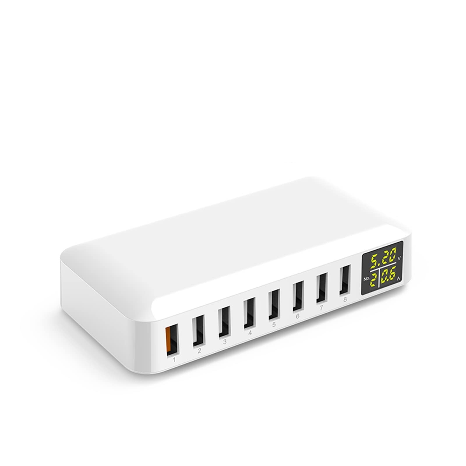 Caricabatterie rapido a 8 Porte 60W QC3.0 con Stazione di Ricarica for Cavo, Tecnologia rilevamento Automatico a Rapida, for Tablet Smartphone, Uso Domestico Caricabatterie Sicuro