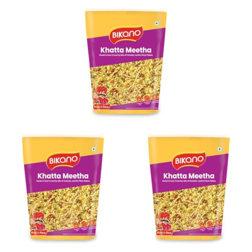 Image of Bikano Khatta Meetha Namkeen | Crunchy & Tasty namkeen | Khatta Meetha mixture, 1kg Pack (Pack of 3)
