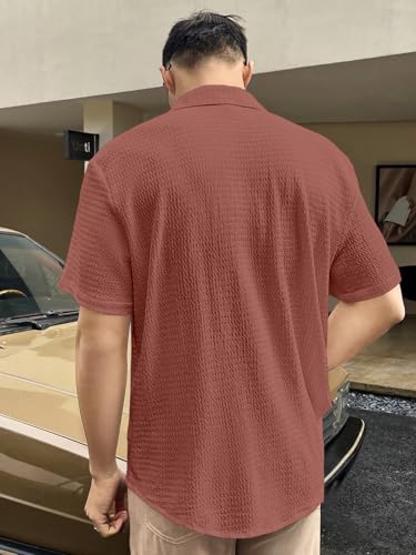 Image of GRECIILOOKS Men's Polycotton Shirt |Stylish Casual Regular Fit Shirts | Textured Half Sleeve | Slim Fit | Business & Meeting Ready (Available in Plus Size)