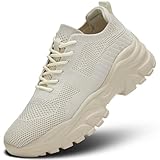 Womens Walking Shoes Non Slip Ladies Running Fashion Athletic Sneakers Work Gym Tennis Athletic Sports Comfort Breathable Lightweight Mesh Soft Sole Beige
