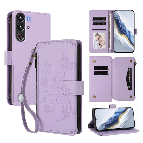 Cover Compatibile con ZTE Nubia RedMagic 10 Pro 10 Pro Plus 5G Cordinoã€5 Portacarteã€ã€Portafoglio a cernieraã€ã€Chiusura magnetica〠Stand Flip Custodia Purple