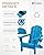 Serique Folding Adirondack Chair, Patio Chair Weather Resistant, Outdoor Chair Wood Texture, Lawn Chair with Cup Holder, Fire Pit Chair for Deck,Outdoor,Porch,Backyard,Garden (Pacific Blue)