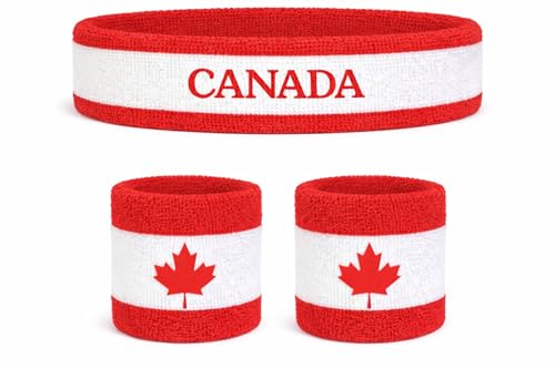 Image of Suddora Country Headband & Wristbands Set (Includes 2 Wrist & 1 Head Sweatband), Highly Moisture Wicking