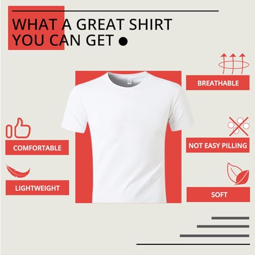 HTVRONT 5 Pack Polyester Sublimation T-Shirts Blanks - White Blank Crew Neck Short Sleeve Sublimation Shirts4