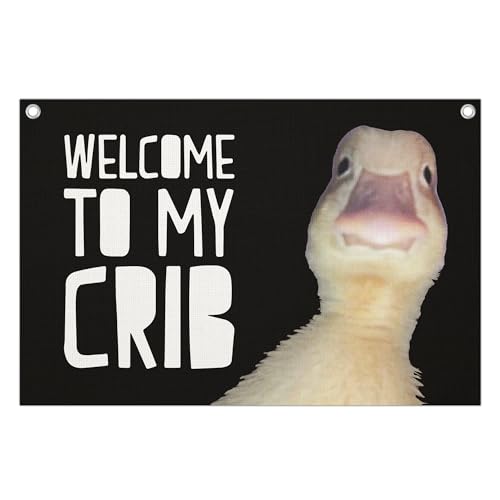 Welcome Flag Cute Duck Room Canvas Banner 20X30 Inch Wall Funny Flag for Nursery Playroom Bedroom Decor