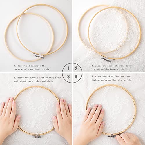 image for Matchne Embroidery Hoop 6PCS 4Inch to 10Inch Easily Loosen/Tighten Cro