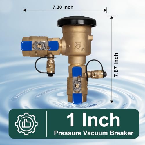 Image of 【UPC Certified】1 inch Brass Pressure Vacuum Breaker, 400PSI Max, Heavy Duty Brass Sprinkler Backflow Preventer for Non-Potable Systems Like lawn Irrigation System and More