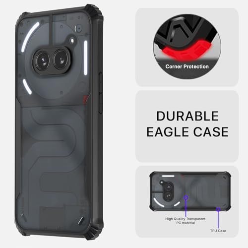 Image of Pikkme Back Cover for Nothing Phone 2A / Nothing Phone 2A Plus | Ultra Hybrid Shockproof Case | Full Camera Protection | Raised Edges | Clear Transparent Bumper Case (Black)