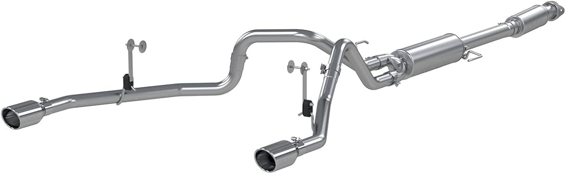 MBRP 3-Inch/2.5-Inch T409 Stainless Steel Cat-Back Exhaust Dual Rear Exit with T304 Stainless Steel Tips | Fits Ford F-150 2021-2024, 2.7L/3.5L EcoBoost, 5.0L | Street Profile | S5215409
