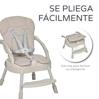 MS BabyWorld – Seggiolone pappa BELLY e SPOON – Convertibile in rialzo e in sedia | 3 in 1 | Seggiolone pieghevole con seduta imbottita | Portatile, stabile e sicuro | Gambe antiscivolo (Belly Gris)