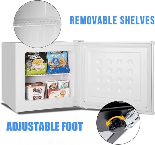 Image of Antarctic Star 1.2 Cu.Ft Mini Upright Freezer, Compact Refrigerator with Adjustable Thermostat & Removable Shelves, Freestanding Small Freezer for Home Kitchen Office Garage, White