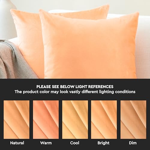 Image of Encasa XO Velvet Throw Pillow Covers 12x20 in (30x50 cm) - Peach - No Inserts, Pack of 2 Cases | Solid Plain Dyed Soft & Smooth, Square Decorative Cushion Covers for Living & Bedroom