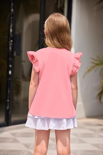 Arshiner Girls Basic Ruffle Sleeve Cute T-Shirt Stretchy Tunic Tank Tops School Blouse4