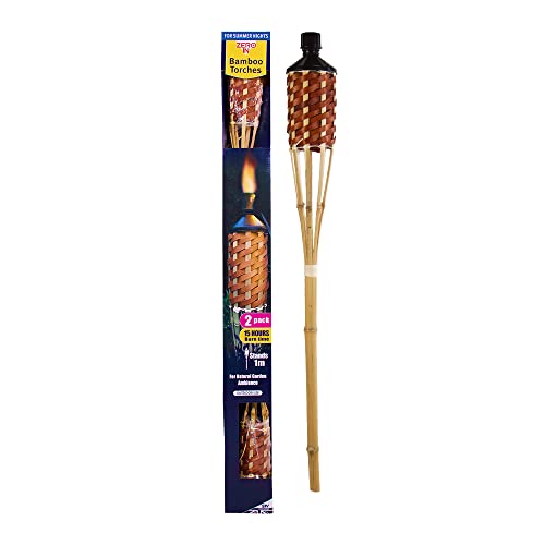 Zero In Bamboo Tiki Torch, Decorative, Natural, For Gardens, Borders and Patio Areas