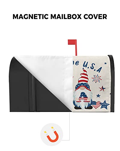 Amzricher American Patriot Gnomes Flag Mailbox Covers Magnetic Standard Size 18.5X21.7, Independence Day Burlap Post Box Cover Mail Wrap Outdoor Garden Yard Decoration thumb #2
