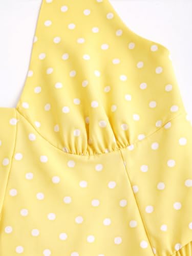 Image of Aahwan Polka Dots Halter Long Dress Backless A Line Flared Vintage Party Club Dresses for Women's & Girl's