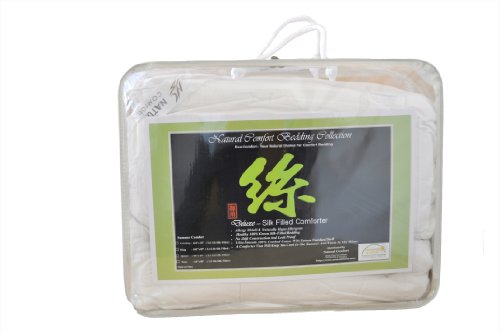 Deluxe 100-Percent Natural Green tussah Silk Filled White Comforter for All Seasons, King