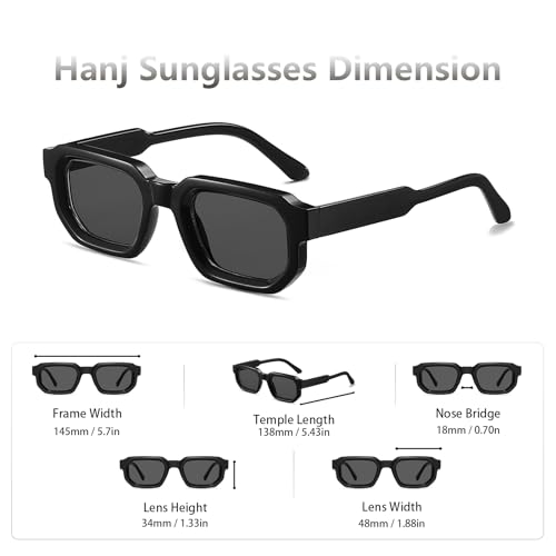 Image of Hanj Rectangle Retro Sunglasses for Women Men Vintage Square Sun Glasses Fashion Classic 90s Shades