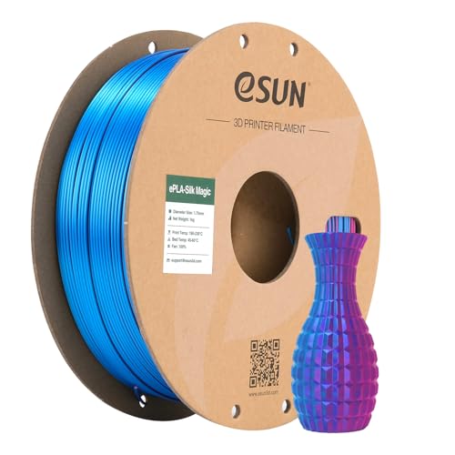 Image of eSUN Silk Magic PLA Filament 1.75mm, Shiny Silk Dual Color Co Extrusion 3D Printer Filament, 1KG (2.2 LBS) Spool 3D Printing Color Change Filament for 3D Printers, Rose Red Blue