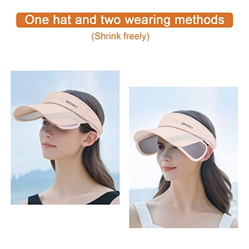 Miniatura 6 de Tagvo Mujer Visera, Verano Deportiva Ajustable Transpirable Protección Uv Viseras Visera De Mujer Con Borde Retráctil Para Mujeres Y Hombres Para Running Golf Baseball Tenís