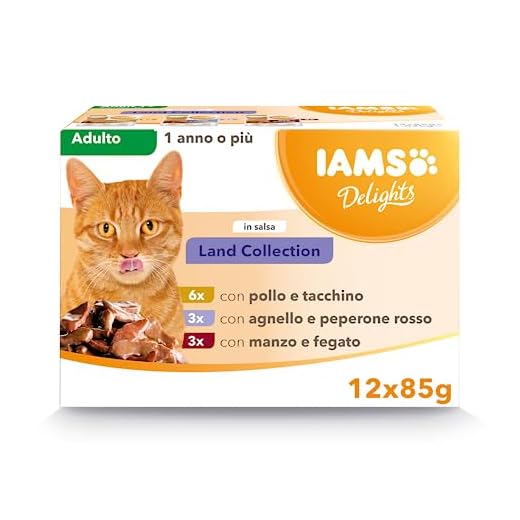 IAMS Delights Land Collection Alimento umido in salsa, per gatti adulti con una varietà di gusti di carne - 12 x 85g