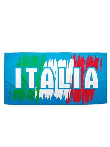 STAMPATEK Telo Mare Italia Asciugamano in Microfibra e Cotone Assorbente Leggero 75x150 cm Bandiera Italiana