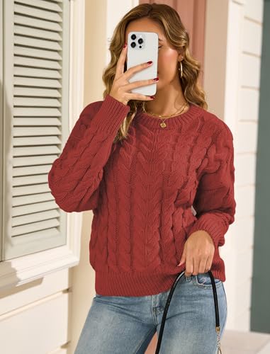 Image of ZAFUL Womens Oversized Sweaters 2025 Cable Knit Chunky Sweater Long Sleeve Crewneck Pullover Loose Outfits