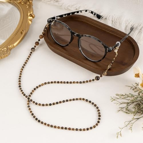 Image of BILIONE Bohemian Beaded Glasses Chain, Earthy Style Eye Glasses Holder Around Neck, Reading Eyeglasses Necklace for Women