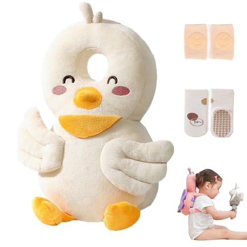 Image of Baby Walker Head Protector Backpack Wear,Toddler Adjustable Baby Head Protection Backpack for Safety Baby Learning Walking Crawling (Duck)