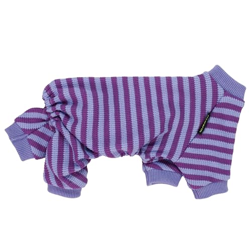 Fitwarm Pijama listrado roxo e violeta, roupas de cachorro waffle para cães pequenos, meninas, menin