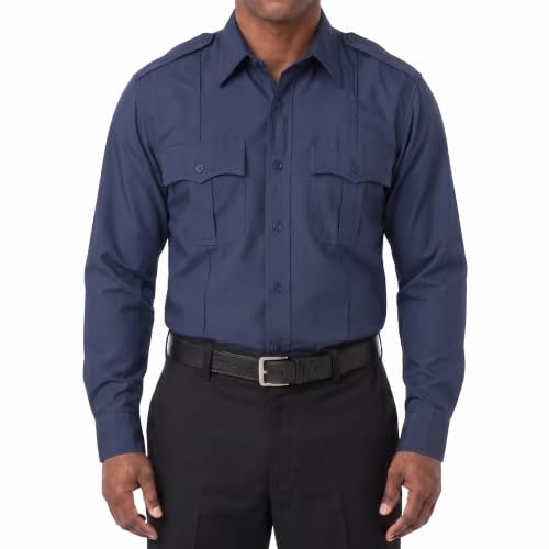 Image of First Class 100% Polyester Short & Long Sleeve Zippered Uniform Shirt 4 Pocket Hidden, Law Enforcement BDU Zipper Closure.