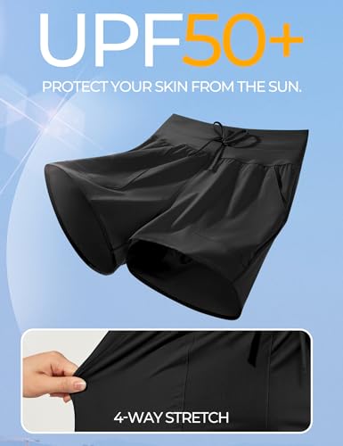 IUGA Womens 5" Swim Board Shorts Stretchy High Waisted Beach Shorts for Women Quick Dry UPF 50+ Swimsuit Bottoms with Liner2