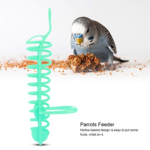 Bird Feeder for Cage, No Mess Bird Feeder, Bird Cage Feeder, Parrots Feeder Basket Plastic Food Fruit Feeding Perch Stand Holder for Pet Bird Supplies Fruit Vegetable Container