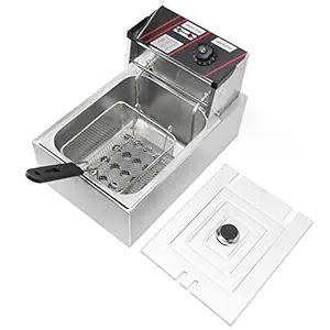 Ubersweet Electric Fryer, Button Control Kitchen Frying Machine Multifunctional for Hotel (EU Standard 250V)