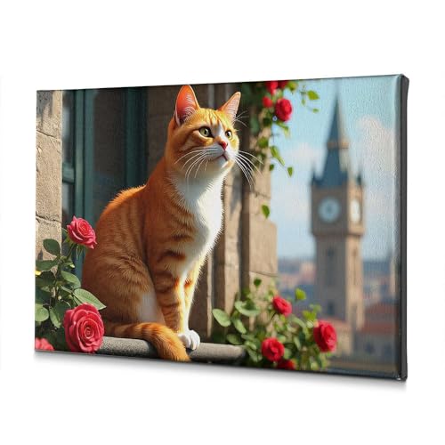 Toile chat roux décoration murale de ferme idée cadeau amoureux des chats