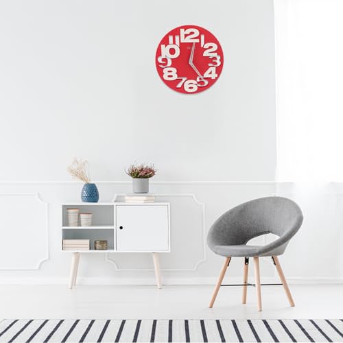 Horloge murale rouge 3D pour habiller un mur vide avec un mécanisme quartz fiable - 6