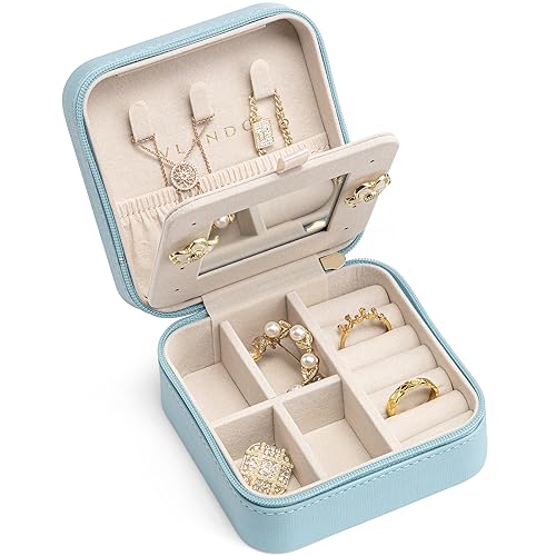 Vlando Small Portable Travel Jewelry Box, Gift for Weding & Party Participants (Blue) Classic Classic-blue