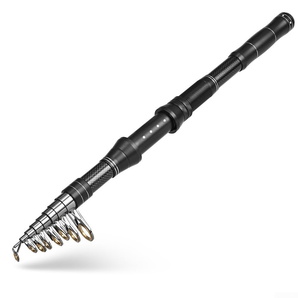 Telescopic Fishing Rod 240cm Carbon Travel Sea Rod Portable Lure Casting Pole for Saltwater Freshwater Bass Trout 42cm Compact