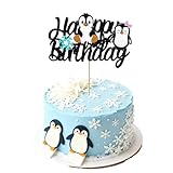 Winter Penguin Cake Topper Cute Penguin Cake Decoration Winter Birthday Decoration Snowflake Cake Decoration Penguin Birthday Party Supplies for Boys and Girls, Baby Shower
