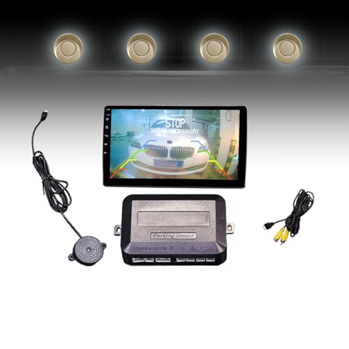Image of LCD Parking Sensor Kit - Displays Data on Original Screen, Easy Rear Installation, Compatible with CVBS Cameras (Not for AHD), 18 Probe Colors to Match Any Vehicle ChampagneGold