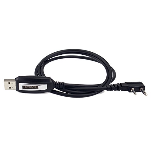 Retevis Cable de Programación USB 2 Pines Compatible con Walkie Talkie RT24 RT5R RT619 RB618 RT5 QUANSHENG PUXING WOUXUN HYT BAOFENG UV5R Cable de Programacion (1 Paquete)