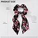 Qehuruxo Love Pattern Hair Tie Hair Scarf Scrunchies Bowknot Satin Long Tail Hair Ribbon Detachable Bow Ponytail Holder Ties Elastics Bands Hair Accessories for Women Girls Teens