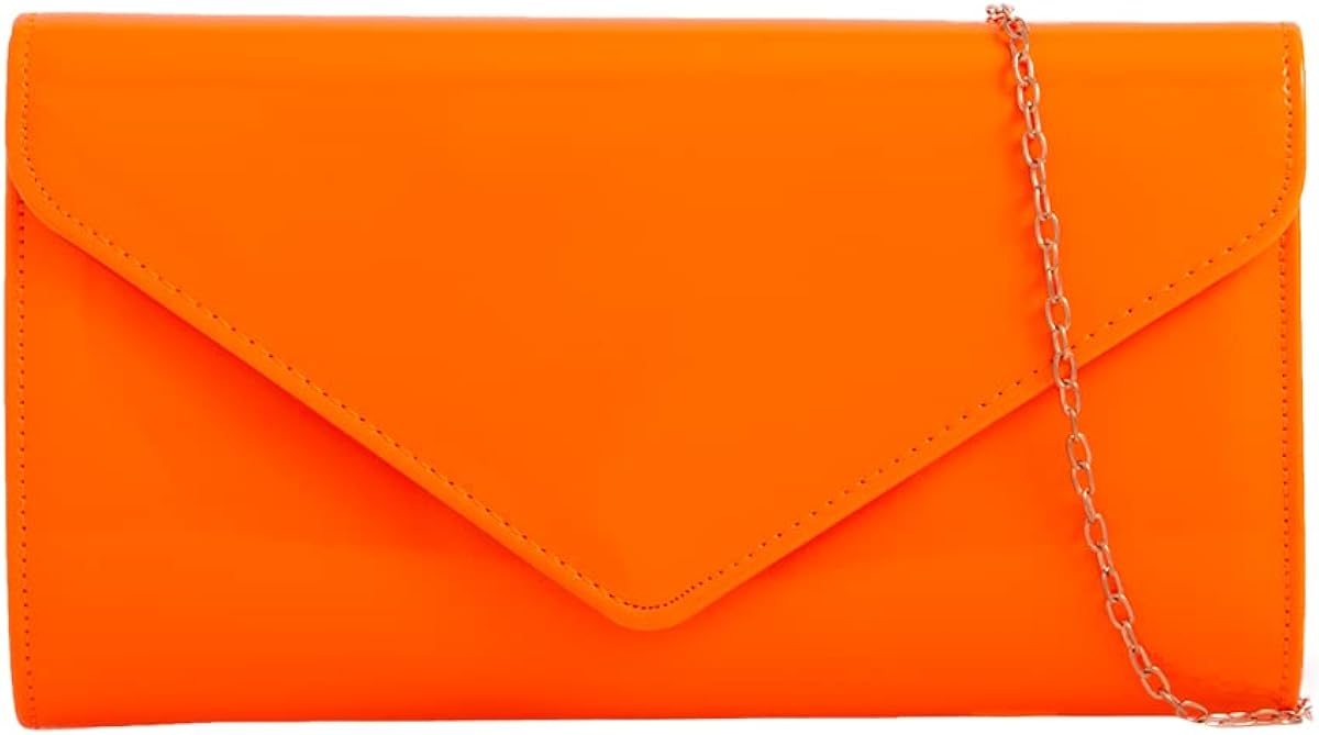 Neon Orange Clutch Bag With Shoulder Strap Amazon.co.uk Shoes & Bags