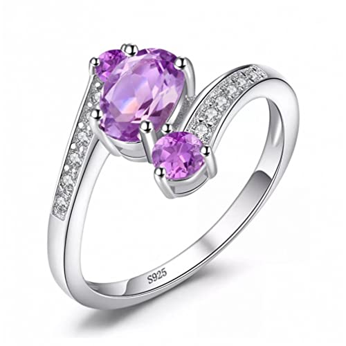 Bague améthyste naturelle argent anti-ternissement pour peau sensible