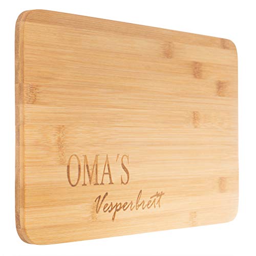 DiConcetto Planche à pain en bambou de qualité supérieure - Avec gravure, Bambou, Planche à biscuits grand-mère., 32 x 23 x 1