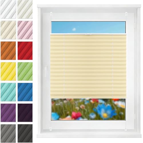 Estores para Ventanas Persiana Enrollbale 85 x 150 cm Fijación sin Taladrar Translúcido Persiana Enrollable Blackout para Puertas y Ventanas para, Color Crema