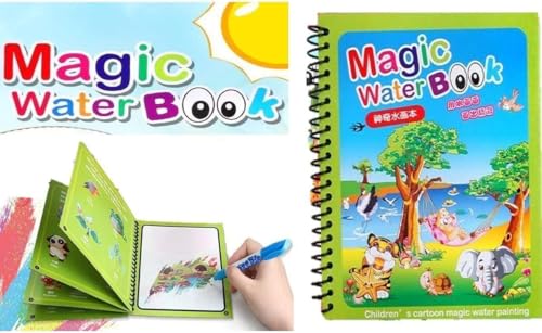 Image of 12-Pack Reusable Magic Water Quick Dry Coloring Books for Kids Colouring Doodle Pen Water Painting Book for Children Education Drawing Pad Kids Learning /Fun Books (Random Designs) - No Colors Required (12)