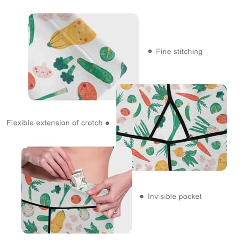 KLL Calça feminina de ioga sexual com desenhos animados sorridentes de legumes, calça atlética, PP,