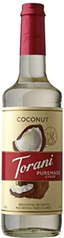 Torani Puremade Syrup, Coconut Flavor, Glass Bottle, Natural Flavors, 25.4 Fl. Oz, 750 mL